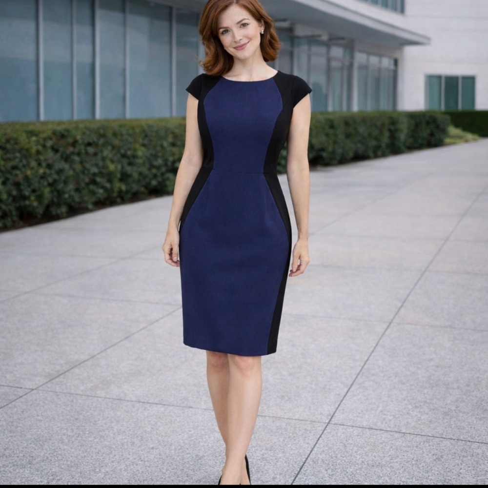 Black & Blue Sleeveless Dress